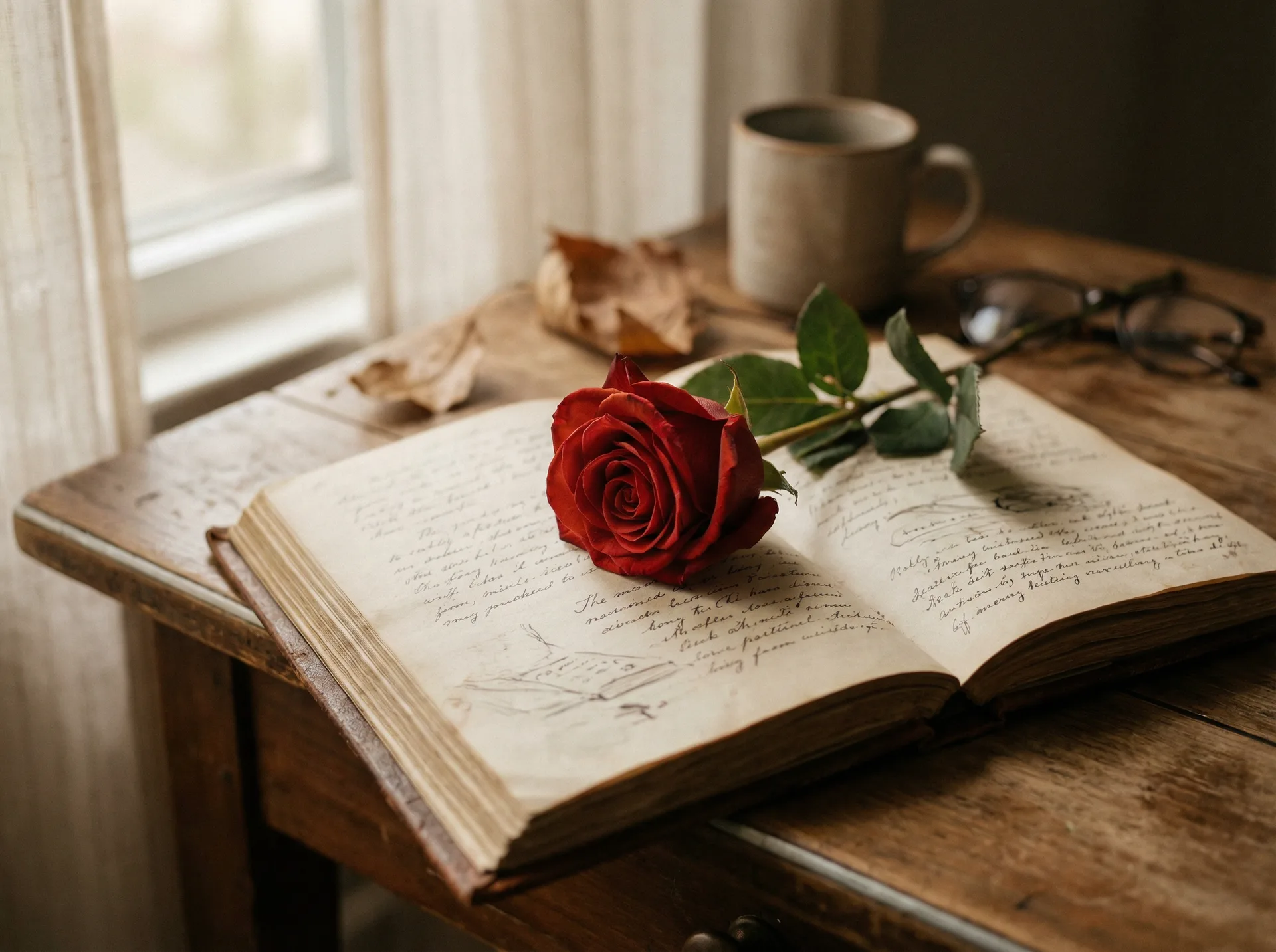 花语词典古典书卷与玫瑰 - 探花